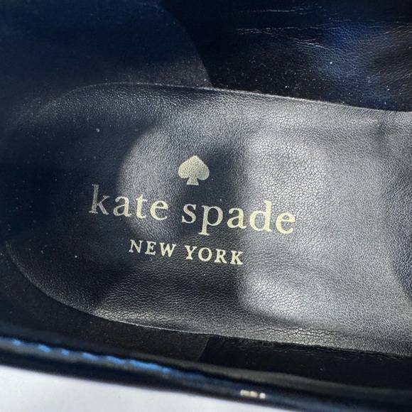 NEW Kate Spade BLACK PATENT Leather Women's Loafers With Rhinestone Size 8 - Picture 6 of 9